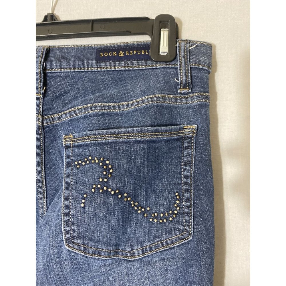 Rock & Republic Women Denim Jeans Dark Wash PANT 8 Medium Regular Bootcut Berlin - Picture 8 of 9
